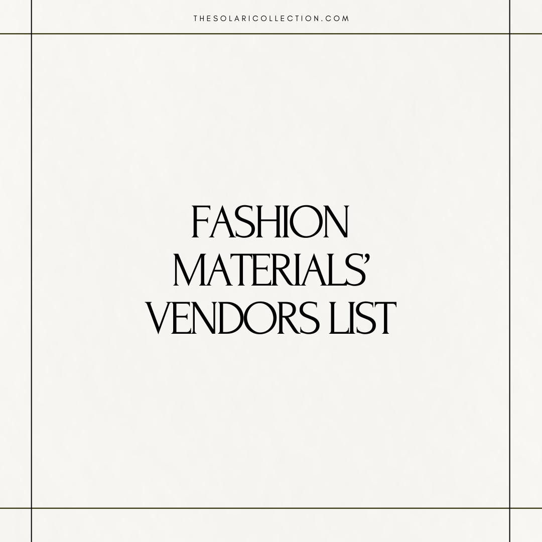 Fashion Design Supplies Vendor List